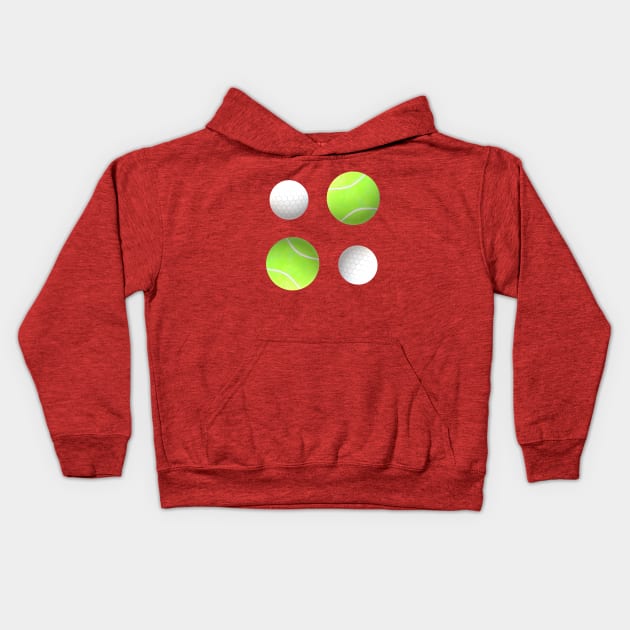 Tennis and Golf Balls for Sports Lovers Kids Hoodie by Art By LM Designs 